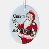 Whimsical Santa Claus Holiday kerstversiering Keramisch Ornament (Rechts)