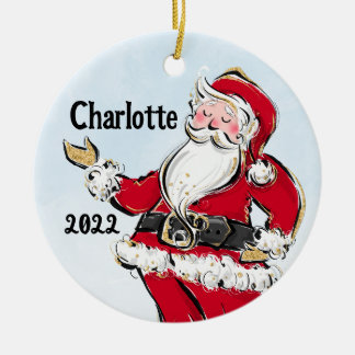 Whimsical Santa Claus Holiday kerstversiering Keramisch Ornament