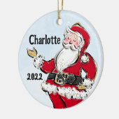 Whimsical Santa Claus Holiday kerstversiering Keramisch Ornament (Links)