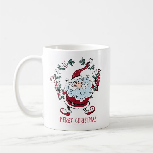 Whimsical Santa Claus  Koffiemok (Links)