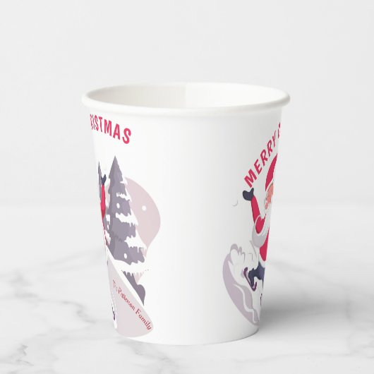 Whimsical Santa Claus Merry Kerstmis, op maat gesn Papieren Bekers (Links)