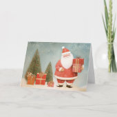 Whimsical Santa Claus with Christmas Tree & Gifts Kaart (Voorkant)