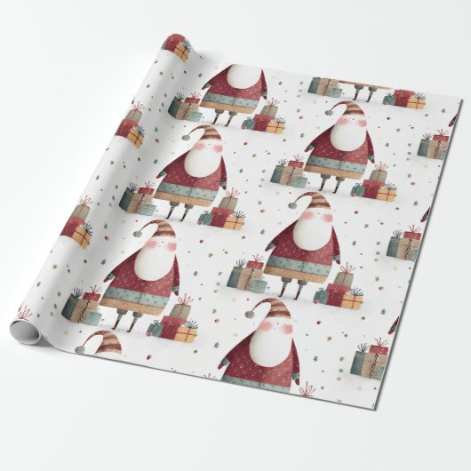  Whimsical Santa Claus Wrapping Paper Cadeaupapier (Uitgerold)