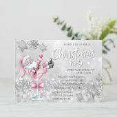 Whimsical Santa Cocktail Bokeh Christmas Party   Kaart (Staand voorkant)