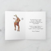Whimsical Santa, Deer & Elf Plaid Christmas Card Feestdagen Kaart (Binnen)