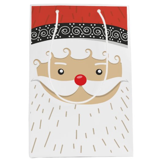 Whimsical Santa face Medium Cadeauzakje (Voorkant)