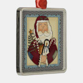 Whimsical Santa Folk Art Kerstkerst Keepomwille Metalen Ornament (Rechts)