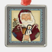 Whimsical Santa Folk Art Kerstkerst Keepomwille Metalen Ornament (Voorkant)