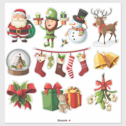 Whimsical Santa & Friends Sticker Pack (Vel)
