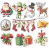 Whimsical Santa & Friends Sticker Pack (Voorkant)