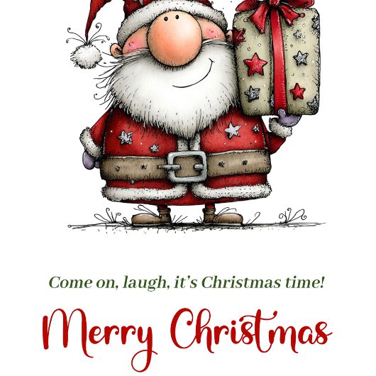 Whimsical Santa Funny Minimalist Holiday Greeting Feestdagenkaart