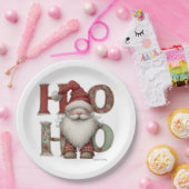Whimsical Santa HO HO HO Paper Plates Papieren Bordje (Feest)