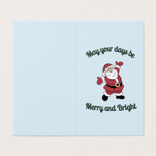 Whimsical Santa Ice Blue Vertical Kaart (Buitenkant ongevouwen)