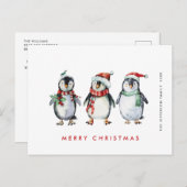 Whimsical Santa Pinguïns Kerstvakantie Briefkaart (Voorkant / Achterkant)
