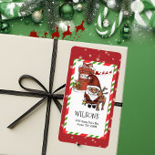 Whimsical Santa Reindeer Christmas Return Address Etiket