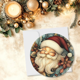 Whimsical Santa Ronde Feestdagenkaart