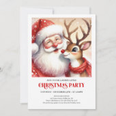 Whimsical Santa Rudolph Holiday Celebration Invite Kaart (Voorkant)