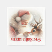 Whimsical Santa Rudolph Xmas Dinner Napkins Servet (Voorkant)