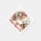 Whimsical Santa Rudolph Xmas Dinner Napkins Servet (Hoek)