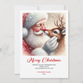 Whimsical Santa With Rudolph Holiday Greeting Card Feestdagenkaart (Voorkant)