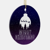 Whimsical Santa's Sleigh en Midnight uitzicht Keramisch Ornament (Rechts)