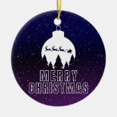 Whimsical Santa's Sleigh en Midnight uitzicht Keramisch Ornament (Voorkant)