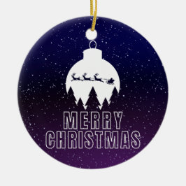 Whimsical Santa's Sleigh en Midnight uitzicht Keramisch Ornament