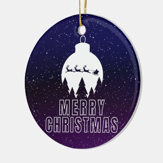 Whimsical Santa's Sleigh en Midnight uitzicht Keramisch Ornament (Links)