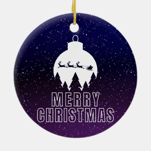 Whimsical Santa's Sleigh en Midnight uitzicht Keramisch Ornament (Achterkant)