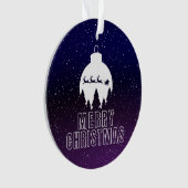 Whimsical Santa's Sleigh en Midnight uitzicht Ornament (voorkant)