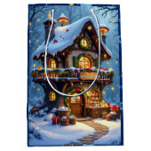 Whimsical Santa's Workshop Christmas Personalized Medium Cadeauzakje (Voorkant)