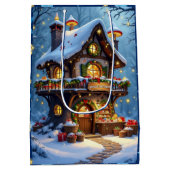 Whimsical Santa's Workshop Christmas Personalized Medium Cadeauzakje (Achterkant)