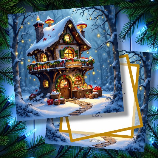 Whimsical Santa's Workshop Personalized Christmas Feestdagenkaart