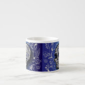 Whimsical sapphire blue en Silver skull Espresso Kop (Voorkant)