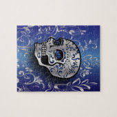 Whimsical sapphire blue en Silver skull Legpuzzel (Horizontaal)