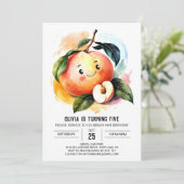 Whimsical Sappige Fruitperzik Verjaardag Kaart (Staand voorkant)