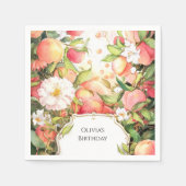 Whimsical Sappige Peach Verjaardag Servet (Voorkant)