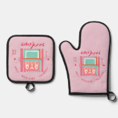 Whimsical Sardines Coastal Beach Pink Ovenwant & Pannenlap Set (Voorkant)