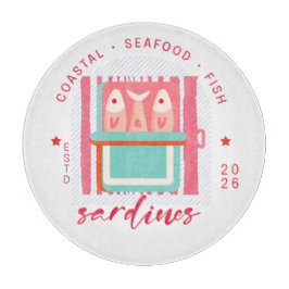 Whimsical Sardines Coastal Beach Pink Snijplank