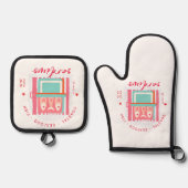 Whimsical Sardines Kuststrand Ovenwant & Pannenlap Set (Voorkant)
