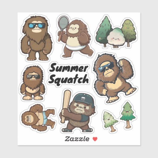 Whimsical Sasquatch Stickers, Bigfoot Decals Sticker (Vel)