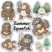 Whimsical Sasquatch Stickers, Bigfoot Decals Sticker (Voorkant)