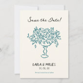 Whimsical Save the date bloemen trouwkaart (Voorkant)