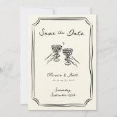 Whimsical Save The Date Champagne Hoera Kaart (Voorkant)