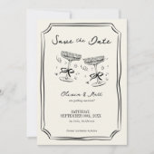 Whimsical Save The Date Champagne met Foto Kaart (Voorkant)