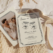 Whimsical Save The Date Champagne met Foto Kaart