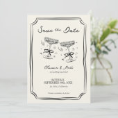 Whimsical Save The Date Champagne Proost  Kaart (Staand voorkant)