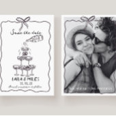 Whimsical Save the date champagne tower wedding