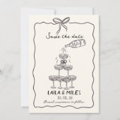 Whimsical Save the date champagnetoren bruiloft (Voorkant)