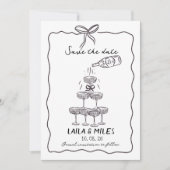 Whimsical Save the date champagnetoren bruiloft (Voorkant)